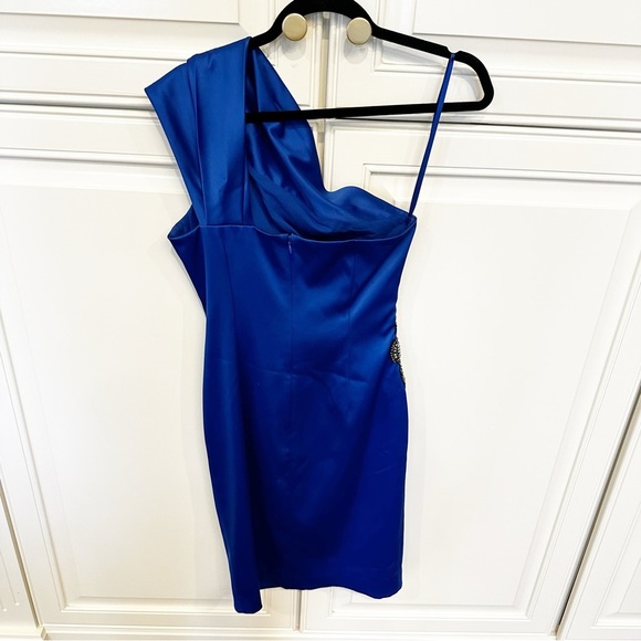 Eliza J Women’s Draped One Shoulder Royal Blue Jewel Rhinestone Cocktail Dress 6 - Picture 12 of 12